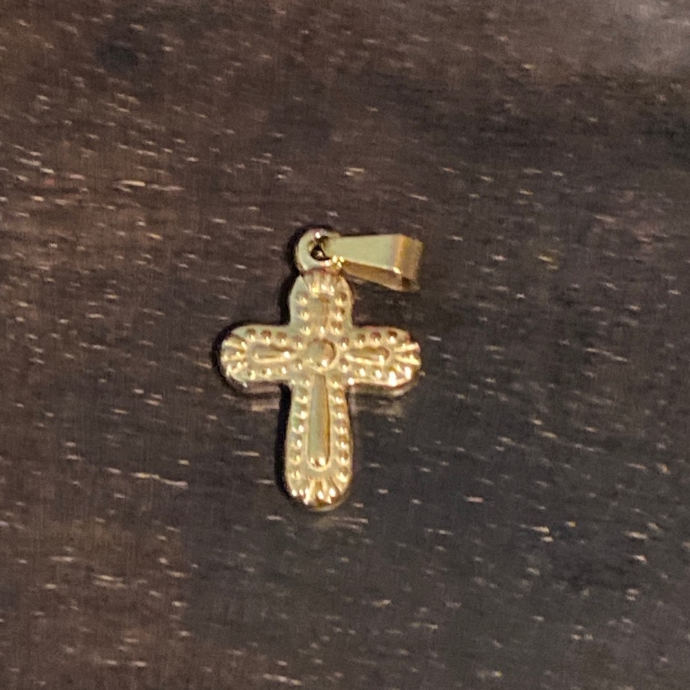 GOLD VINTAGE HOLY CROSS PENDANT SOLID !